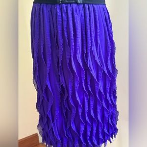 Anthony The Wave  Ruffle Shredded Skirt Scalloped Edges Deep Purple Midi  SZ M